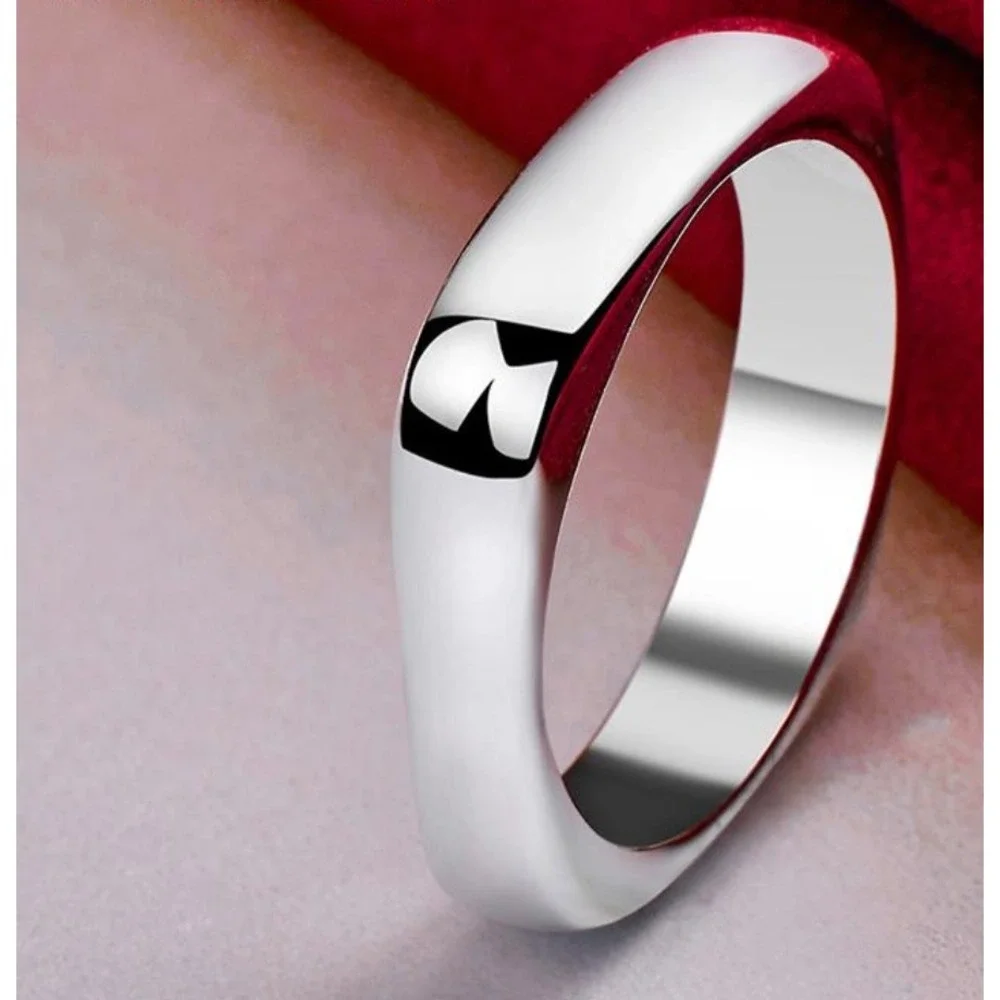 NEW Square 925 Sterling Silver‎ Ring Statement Band Minimalist Jewelry, Size 7
